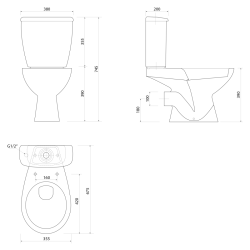 JOSE WC, przycisk 3/6l, odpływ poziomy, biały