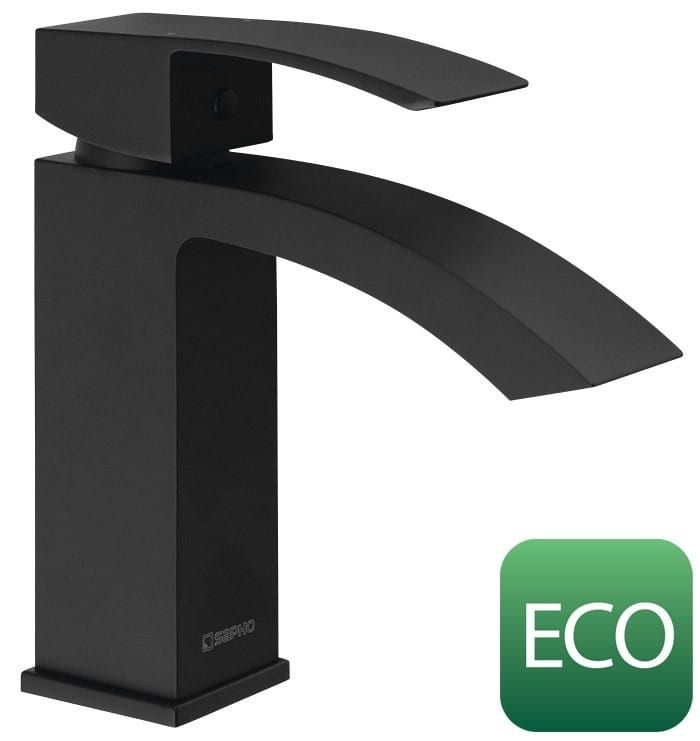 GINKO 35 bateria umywalkowa bez odpływu, ECO głowica, czarny mat