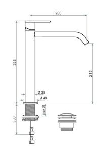 bateria umywalkowa wysoka 29 cm Emmevi Filo 85003BIG