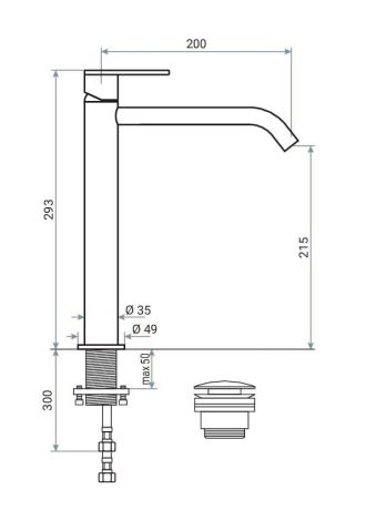 Przejdź do produktu Złota bateria umywalkowa wysoka 29 cm Emmevi Filo 85003BIGORSP złoty szczotkowany