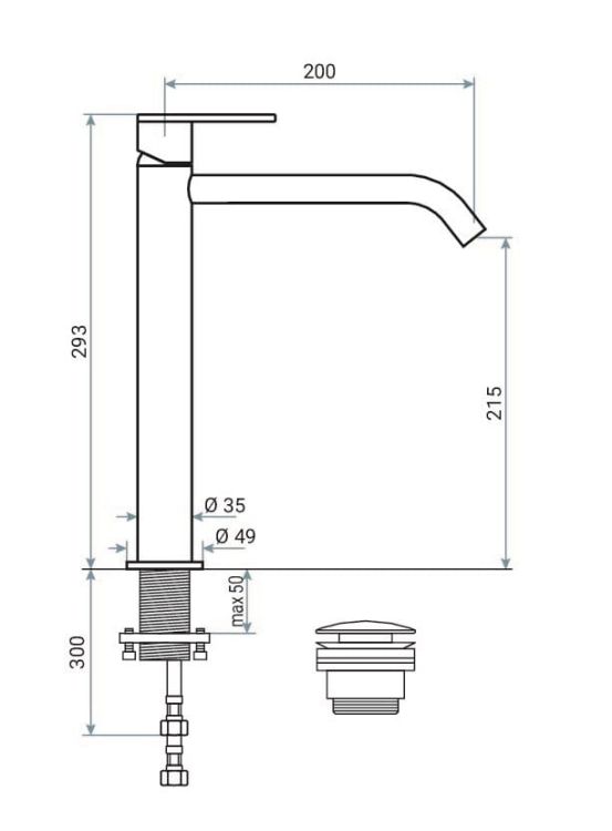 bateria umywalkowa wysoka 29 cm Emmevi Filo 85003BIG