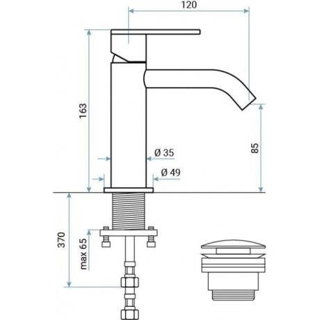 Przejdź do produktu Bateria umywalkowa stojąca 16 cm Emmevi Filo 85003NO czarny mat