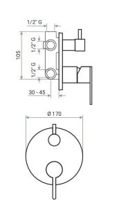 Bateria prysznicowa podtynkowa 3-drożna Emmevi Filo 850029