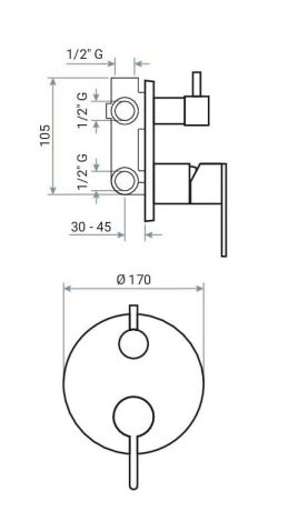 Przejdź do produktu Bateria prysznicowa podtynkowa 3-drożna Emmevi Filo 850029TS tuscan brąz szczotkowany