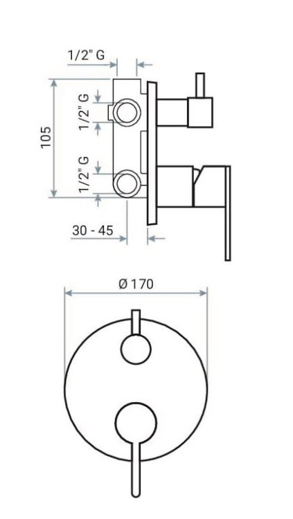 Bateria prysznicowa podtynkowa 3-drożna Emmevi Filo 850029