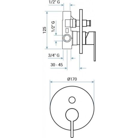 Przejdź do produktu Bateria prysznicowa podtynkowa 2-drożna z przełącznikiem Emmevi Filo 850019NO czarny mat