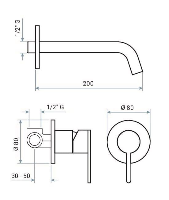 Bateria umywalkowa podtynkowa z wylewką Emmevi Filo 85155