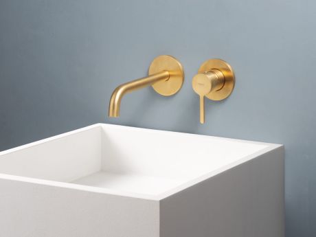 Przejdź do produktu Złota bateria umywalkowa podtynkowa z wylewką Emmevi Filo 85155ORSP