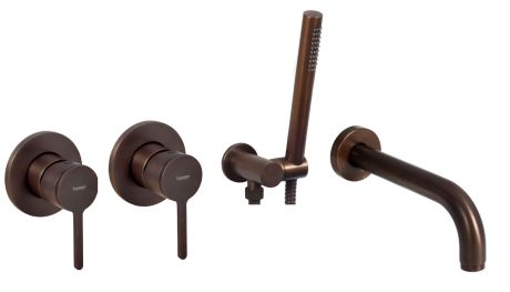 Przejdź do produktu Bateria wannowa podtynkowa ze słuchawką prysznicową Emmevi Filo FIL010ZWWTS tuscan