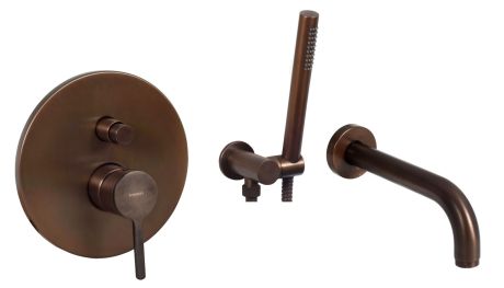 Przejdź do produktu Bateria wannowa podtynkowa z wylewką i słuchawką prysznicową Emmevi Filo FIL015ZWWTS tuscan