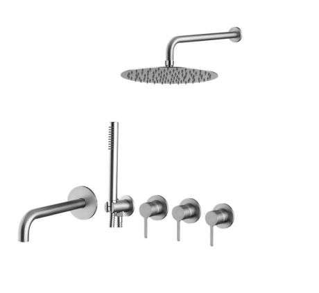 Przejdź do produktu Zestaw prysznicowy, podtynkowy z okrągłą deszczownicą i słuchawką prysznicową Emmevi Filo FIL015ZSC3WINOX inox