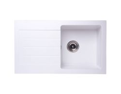 Zlewozmywak granitowy jednokomorowy 77x45 cm Darfor DG015 biały
