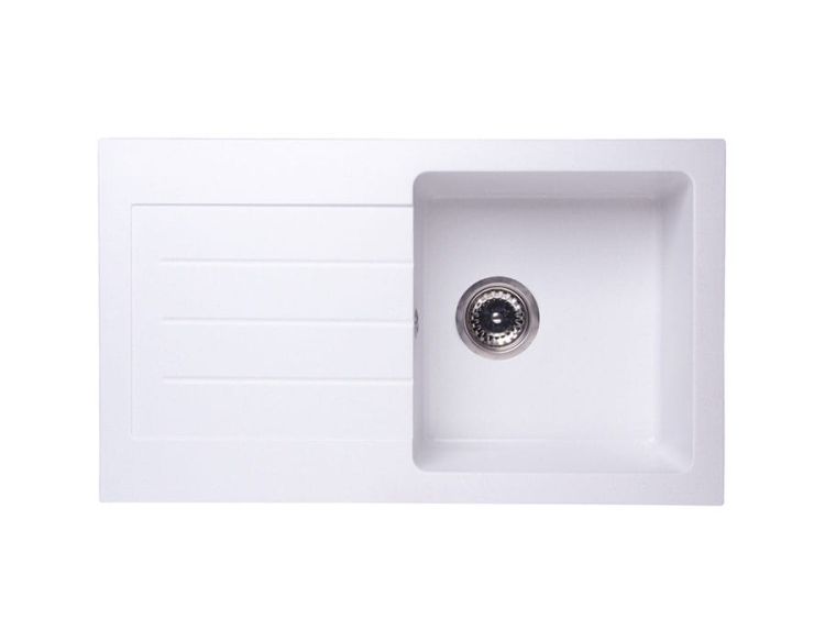 Zlewozmywak granitowy jednokomorowy 77x45 cm Darfor DG015 biały