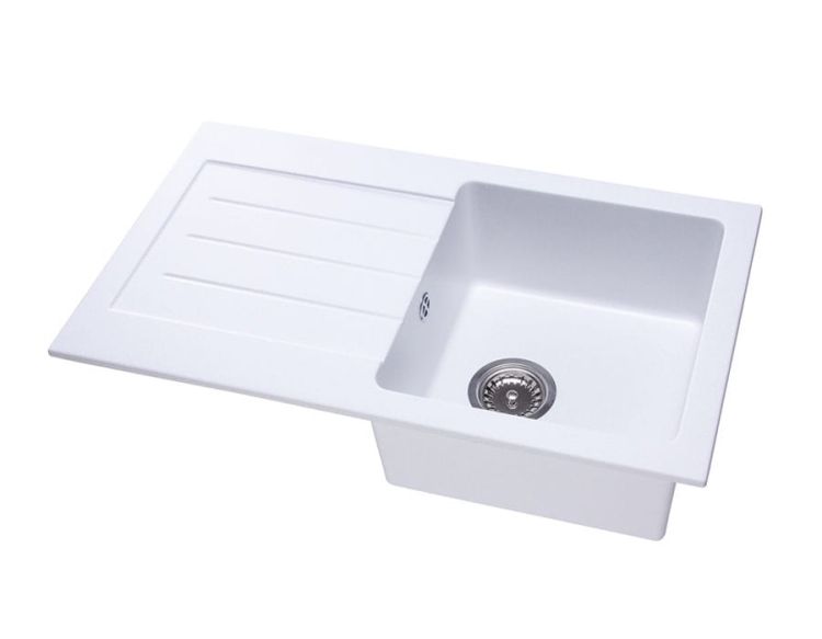 Zlewozmywak granitowy jednokomorowy 77x45 cm Darfor DG015  biały