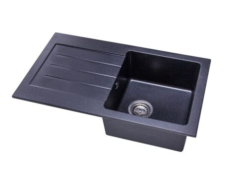 Przejdź do produktu Zlewozmywak granitowy jednokomorowy 76,5x45,5 cm Darfor DG015 czarny nakrapiany