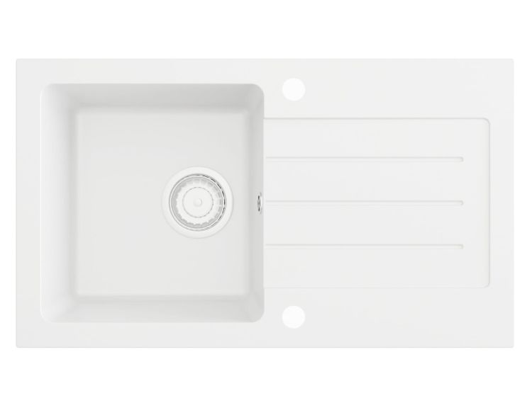 Zlew kuchenny 76,5x45,5 cm granitowy jedna komora Darfor DG015 biały