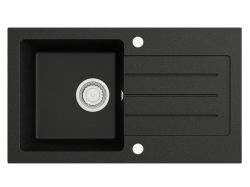 Zlew kuchenny 76,5x45,5 cm granitowy jedna komora Darfor DG015 czarny nakrapiany