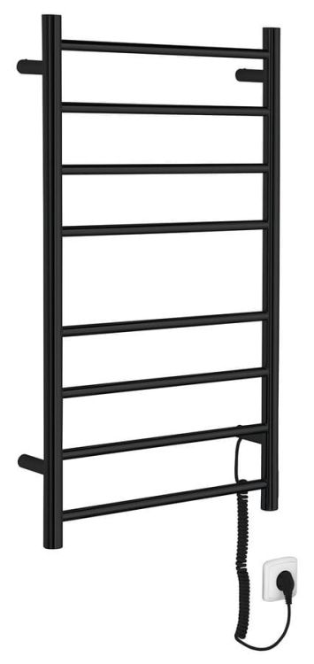 REDONDO elektryczna suszarka na ręczniki, okrągła, 500x900 mm, 75 W, czarny mat