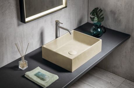 Przejdź do produktu FORMIGO umywalka betonowa nablatowa, 47,5x36,5cm, żółty mat