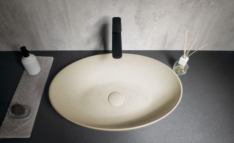 Przejdź do produktu FORMIGO umywalka betonowa nablatowa, 60x40cm, żółty mat