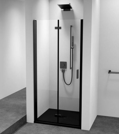 Przejdź do produktu ZOOM BLACK drzwi prysznicowe do wnęki 900 mm, lewe, szkło czyste