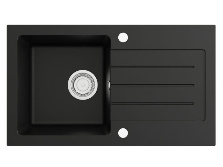 Zlewozmywak granitowy jednokomorowy 76,5x45,5 cm Darfor DG015 czarny