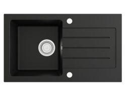 Zlewozmywak granitowy jednokomorowy 76,5x45,5 cm Darfor DG015 czarny