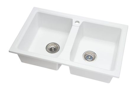 Przejdź do produktu Zlewozmywak granitowy dwukomorowy 77x48 cm Darfor DG018 biały