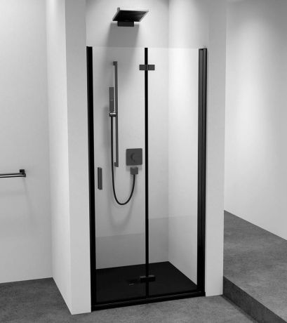 Przejdź do produktu ZOOM BLACK drzwi prysznicowe do wnęki 800 mm, prawe, szkło czyste