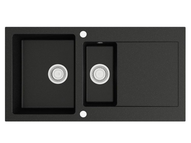 Zlewozmywak granitowy 1,5-komorowy 95x50 cm Darfor DG005 czarny nakrapiany