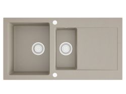 Zlewozmywak granitowy 1,5-komorowy 95x50 cm Darfor DG005 jasny beż