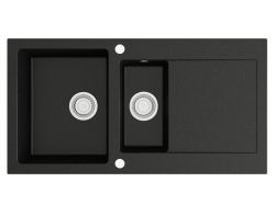 Zlewozmywak granitowy 1,5-komorowy 95x50 cm Darfor DG005 czarny nakrapiany