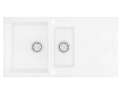 Zlewozmywak granitowy 1,5-komorowy 95x50 cm Darfor DG005 biały syfon chrom