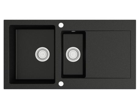 Przejdź do produktu Zlewozmywak granitowy 1,5-komorowy 95x50 cm Darfor DG005 czarny nakrapiany