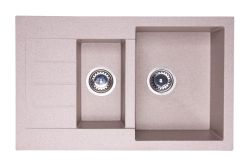Zlewozmywak granitowy 1,5-komorowy 77x48 cm Darfor DG013 beż