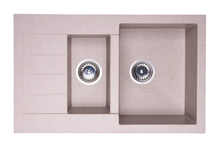 Zlewozmywak granitowy 1,5-komorowy 77x48 cm Darfor DG013 beż