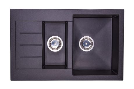 Przejdź do produktu Zlewozmywak granitowy 1,5-komorowy 77x48 cm Darfor DG013 czarny nakrapiany