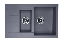 Zlewozmywak granitowy 1,5-komorowy 77x48 cm Darfor DG013 grafit