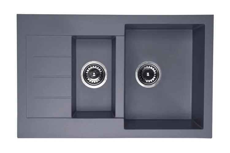 Zlewozmywak granitowy 1,5-komorowy 77x48 cm Darfor DG013 grafit
