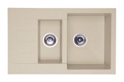 Zlewozmywak granitowy 1,5-komorowy 77x48 cm Darfor DG013 jasny beż