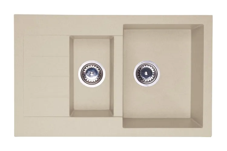 Zlewozmywak granitowy 1,5-komorowy 77x48 cm Darfor DG013 jasny beż