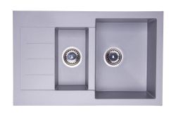 Zlewozmywak granitowy 1,5-komorowy 77x48 cm Darfor DG013 popiel