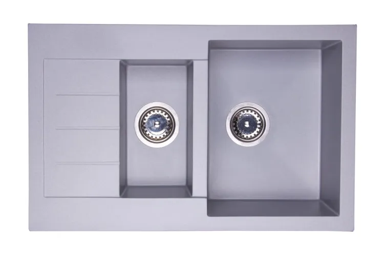 Zlewozmywak granitowy 1,5-komorowy 77x48 cm Darfor DG013 popiel