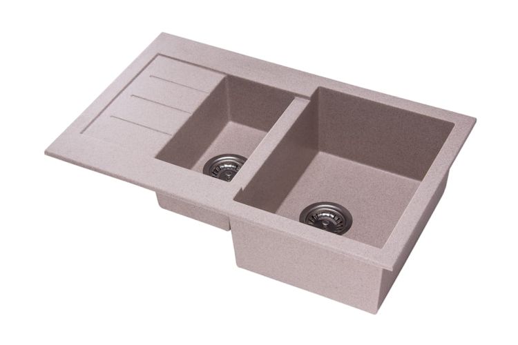Zlewozmywak granitowy 1,5-komorowy 77x48 cm Darfor DG013 beż