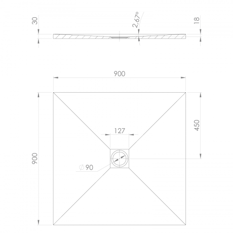 Przejdź do produktu TRENECA brodzik kompozytowy z możliwością docinania 90x90cm, czarny mat