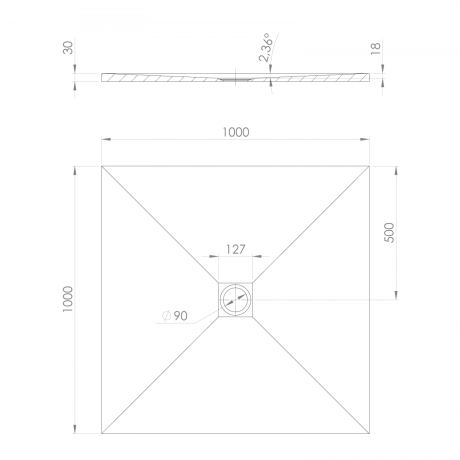 Przejdź do produktu TRENECA brodzik kompozytowy z możliwością docinania 100x100cm, beżowy mat