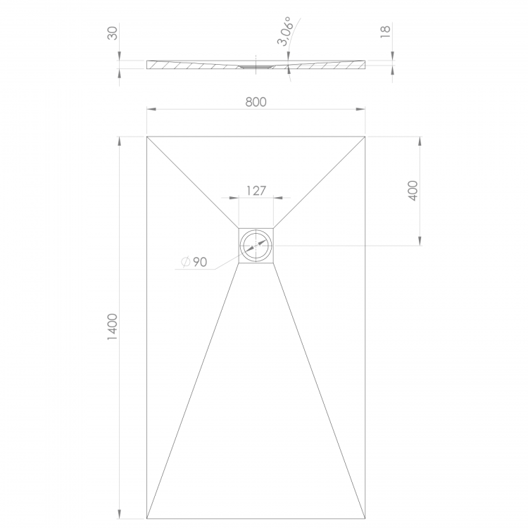 TRENECA brodzik kompozytowy z możliwością docinania 140x80cm, biały mat