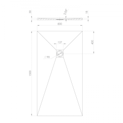 TRENECA brodzik kompozytowy z możliwością docinania 150x80cm, czarny mat
