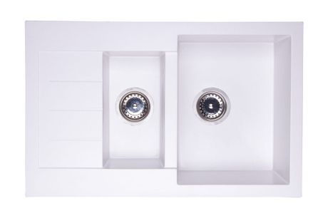 Przejdź do produktu Zlewozmywak granitowy 1,5-komorowy 77x48 cm Darfor DG013 biały