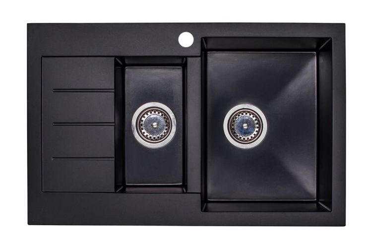Zlewozmywak granitowy 1,5-komorowy 77x48 cm Darfor DG013 czarny